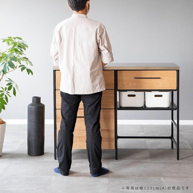 キッチンカウンター 間仕切り ハイタイプ 幅120cm ゴミ箱収納 引き出し ステンレス スリム キッチン 台所 収納 レンジの画像