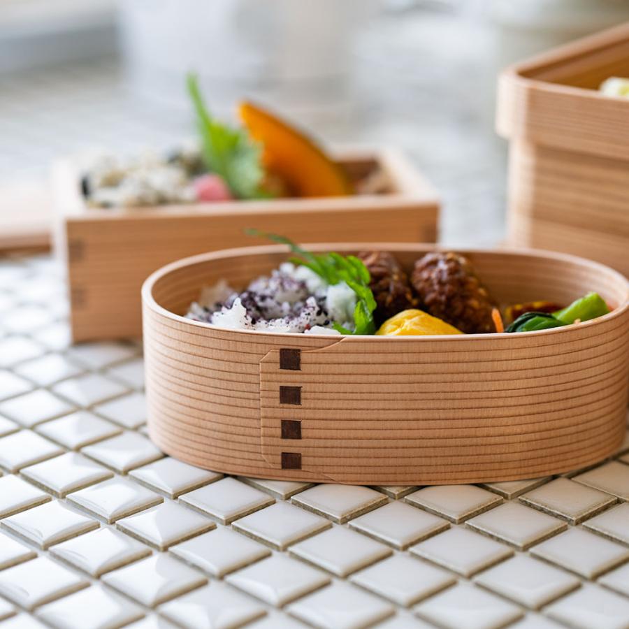 曲げわっぱ 弁当 Mサイズ 中 国産 弁当箱 日本製 鳥取 智頭 白木仕上げ