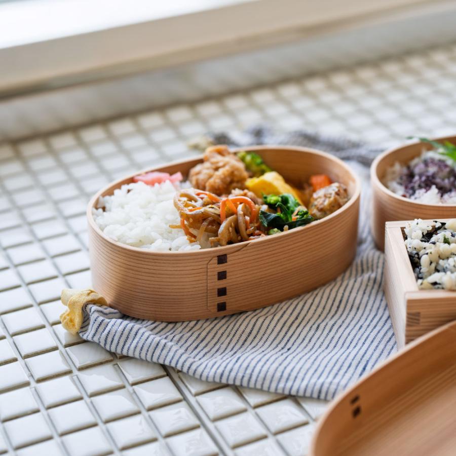 わっぱ弁当 ワッパ Lサイズ 大 国産 曲げわっぱ 小判型 弁当箱 ランチボックス 日本製 鳥取 智頭 白木仕上げの画像