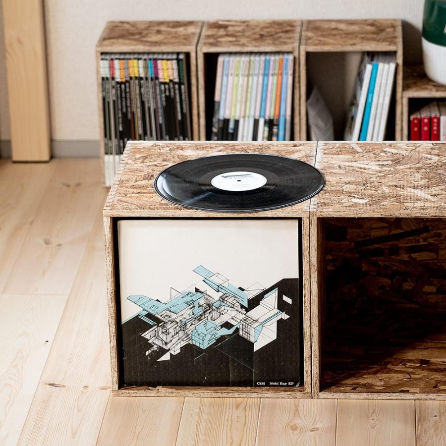 レコードボックス 収納 50枚 レコードラック 木箱 OSB : イエノLabo