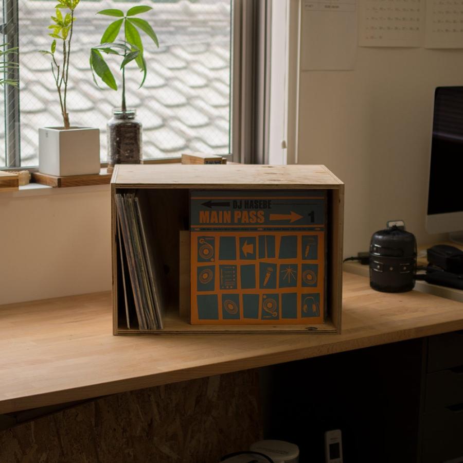 レコードボックス 収納 50枚 レコードラック 木箱 OSB : イエノLabo