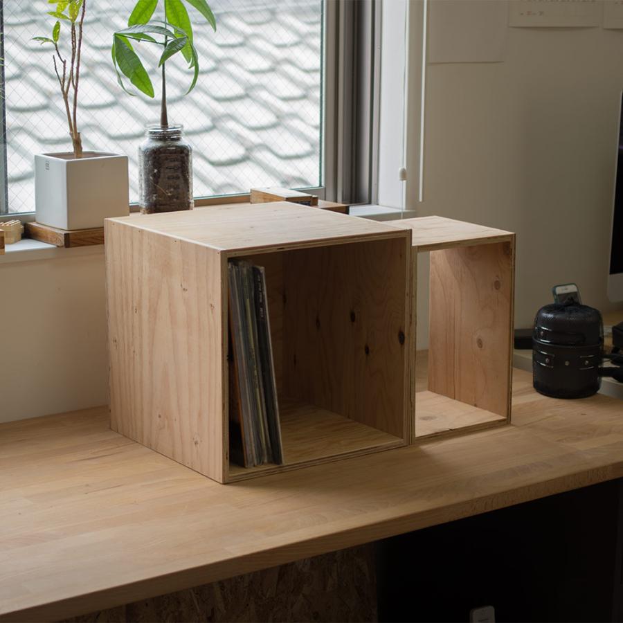 レコードボックス 収納 50枚 レコードラック 木箱 OSB : イエノLabo