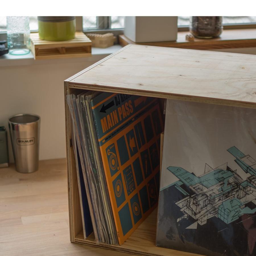 レコードボックス 収納 50枚 レコードラック 木箱 OSB : イエノLabo