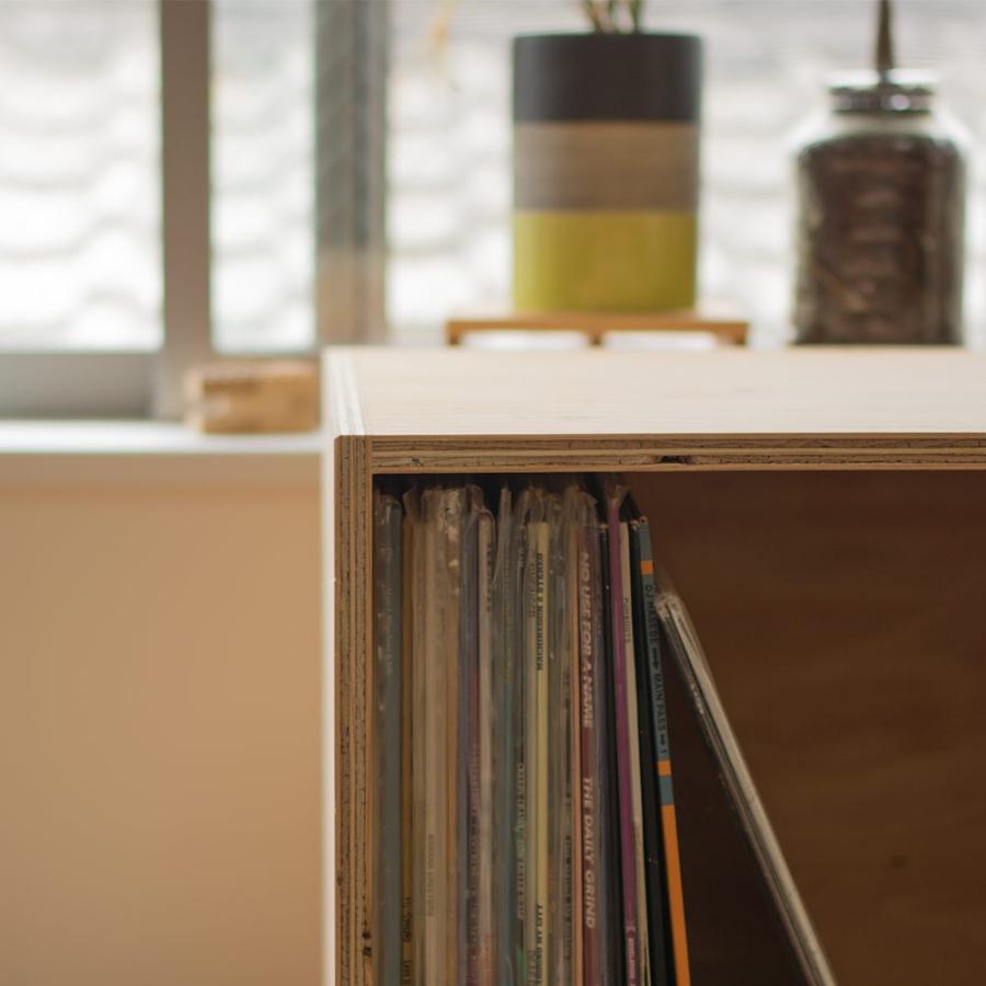レコードボックス 収納 70枚 レコードラック 木箱 OSB : イエノLabo
