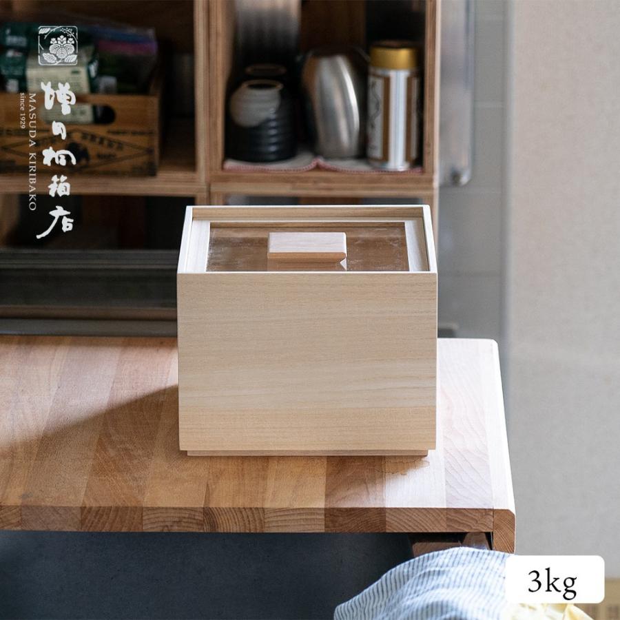 増田桐箱店 桐の米櫃 3kg ライスストッカー 米びつ 日本製｜ienolabo