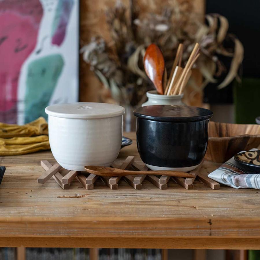 雲井窯 一辺陶造 ゆず肌 飯器 陶芸 共箱 一辺陶 茶碗 黒釉 ペア 木蓋付 雲井窯 オンラインショップ