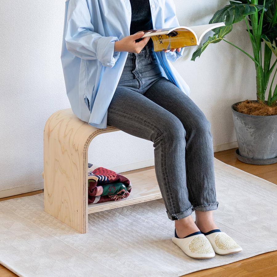 スツールR型 600 高さ420mm ベンチ シェルフ オリジナル イエノLabo
