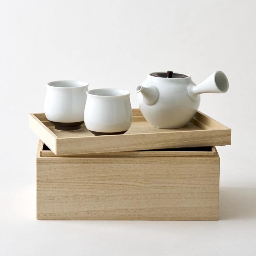 WDH 茶器セット 急須 湯呑2個入り 桐箱入り 錆釉 日本製 贈答 工芸