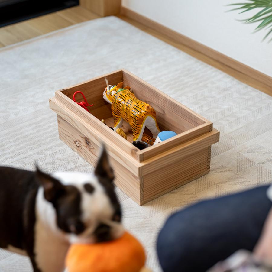 国産杉材のふた付き収納箱 小 りんご箱 茶箱 収納ボックス BOX