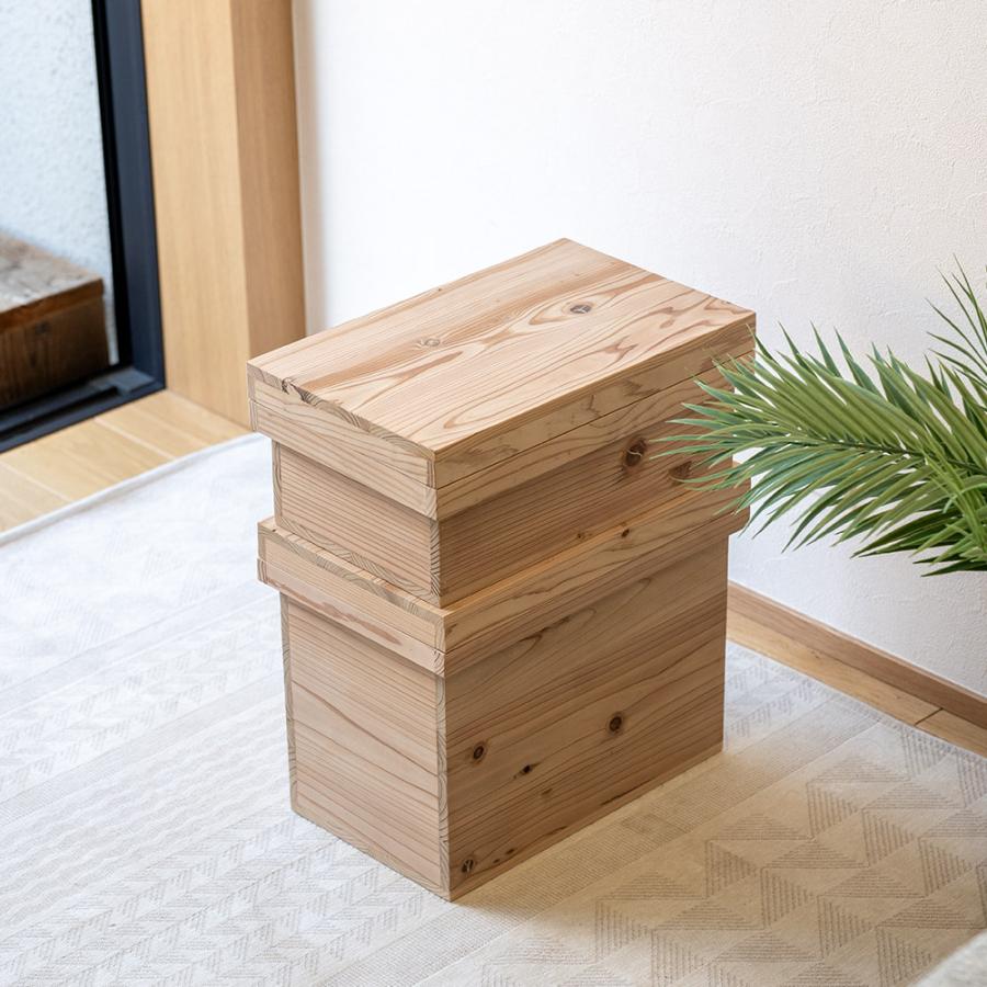 国産杉材のふた付き収納箱 小 りんご箱 茶箱 収納ボックス BOX