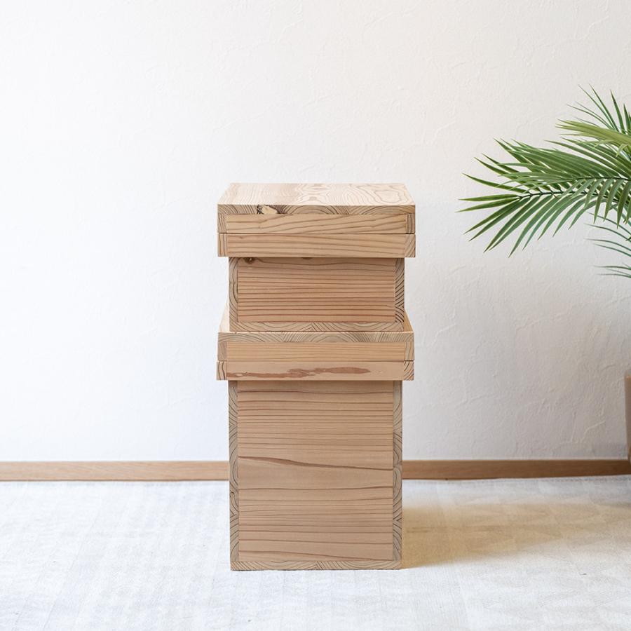 国産杉材のふた付き収納箱 小 りんご箱 茶箱 収納ボックス BOX