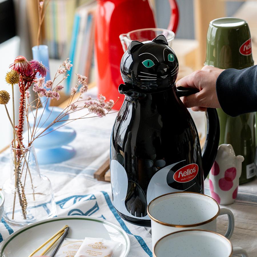 helios サーモ キャット Thermo Cat ヘリオス ガラス魔法瓶 ポット ヘリオス 猫 CAT ジャグ コーヒー お茶 : イエノ ...