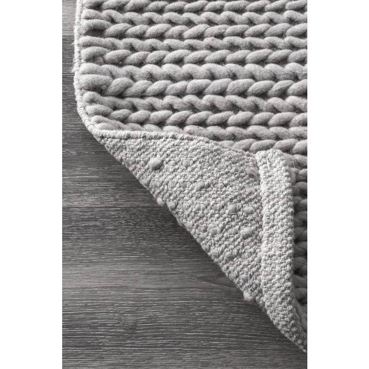 シンプル ウール100％ラグ おしゃれ  ニットの編み込みラグ ライトグレー Textures Braided Rug LIGHT GREY 120×180cm｜ierug｜03