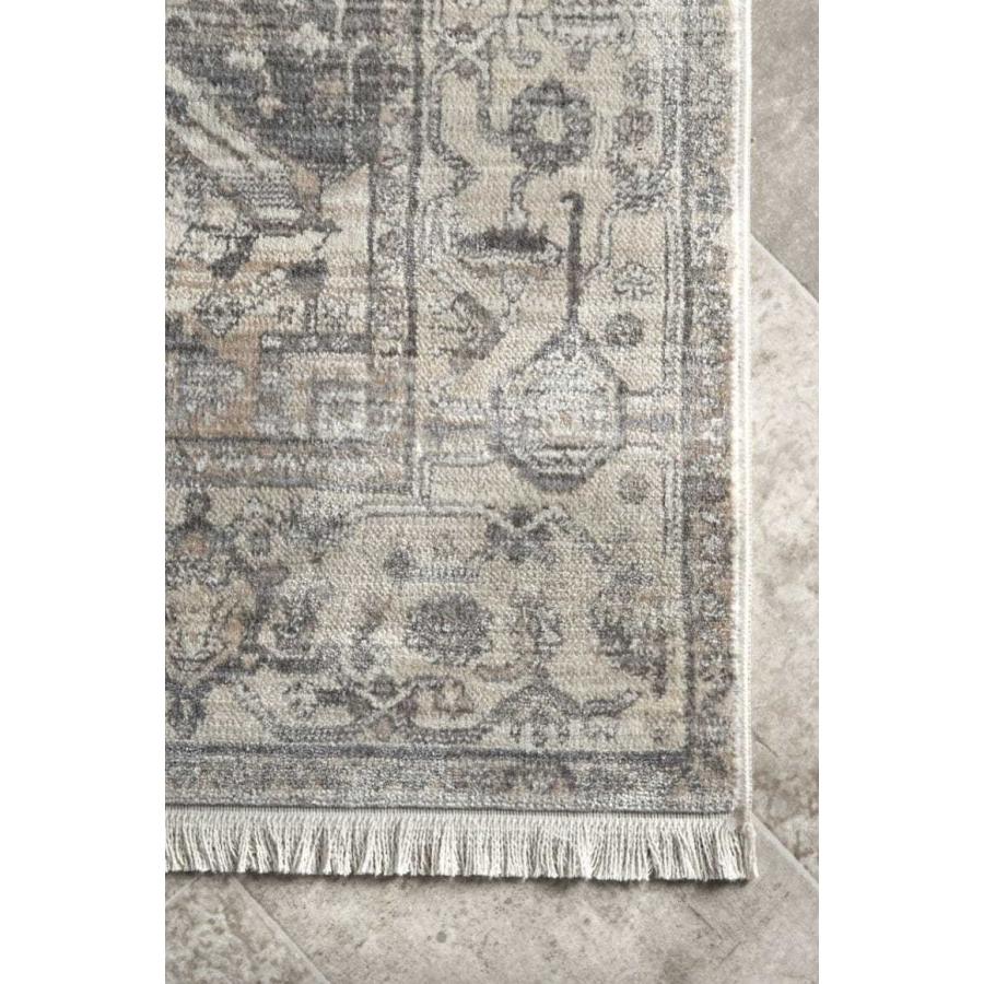 トライバル メダリオン柄 ヴィンテージ風 オリエンタル フリンジラグ シルバー Edessa Tribal Medallion Rug Silver  90×150cm