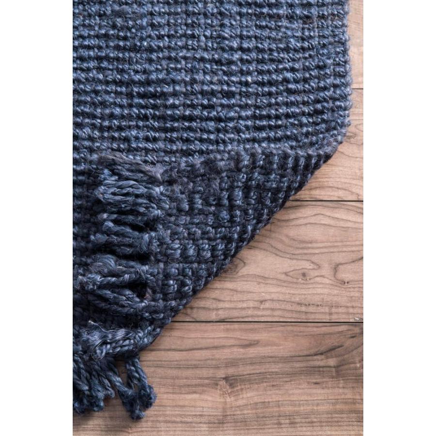 ジュートラグ 天然素材 西海岸風 フリンジ付き おしゃれ ネイビーブルー Maui Chunky Loop Rug Navy Blue 120