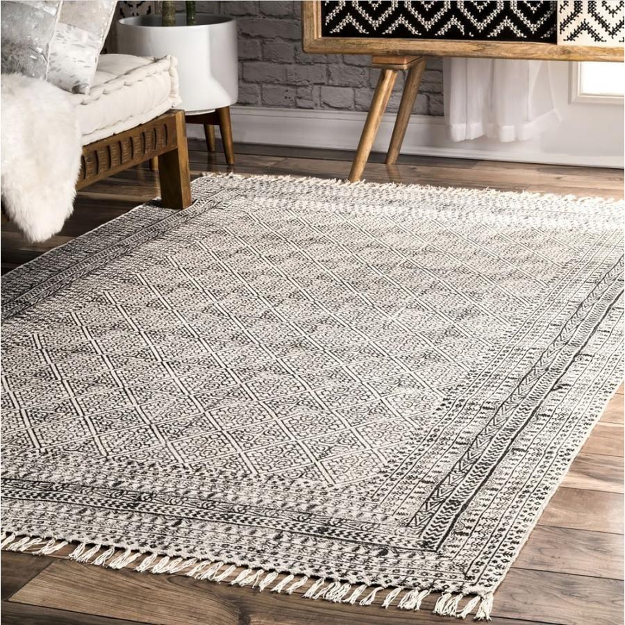 平織りコットンラグ モロッカン トライバル柄 おしゃれ トレリス柄 アイボリー Flatweave Cotton Sparkling Moroccan  Tribal Trellis Rug 180×275cm