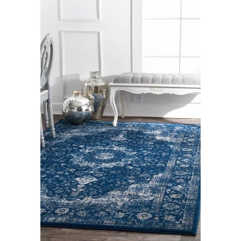 ペルシャ柄 メダリオン ヴィンテージ風ラグ ダークブルー Bosphorus BD07 Distressed Persian Dark Blue Rug 150cm×230cm