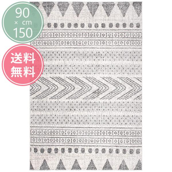 オリエンタル トライバル柄 民族 幾何学模様 デザインラグ グレー Gray Henna Tribal Bands Area Rug 90×
