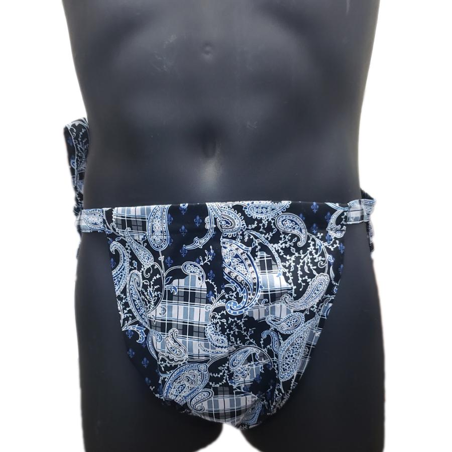 ふんどしパンツ ふんどし女子 女性向け 日本製 送料無料 もっこ褌 妊活 安眠グッズ ペイズリー柄 青色 セミビキニ 綿100% :spf