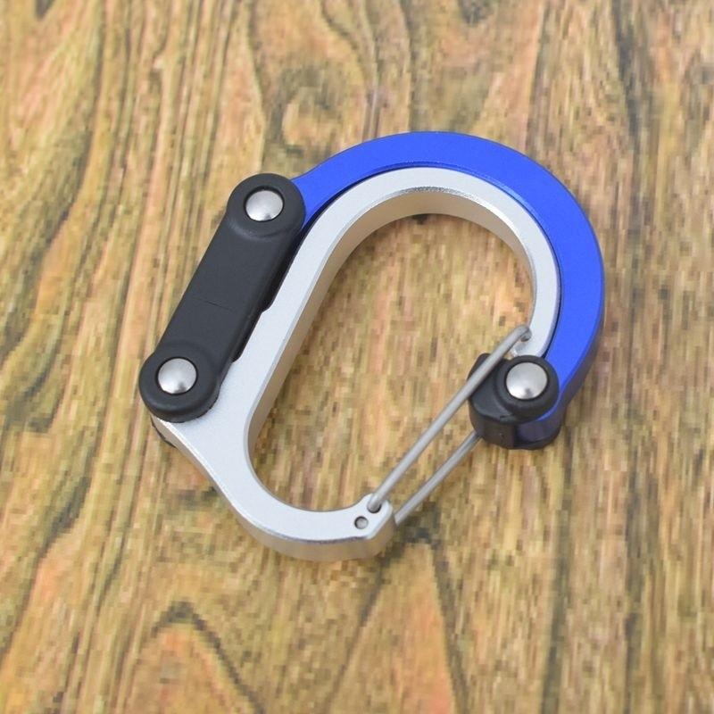 0159 カラビナ ブルー Dタイプ 錆びない おしゃれ 超軽量 アルミ製 アウトドア 鍵用 7cm 高強度 | 