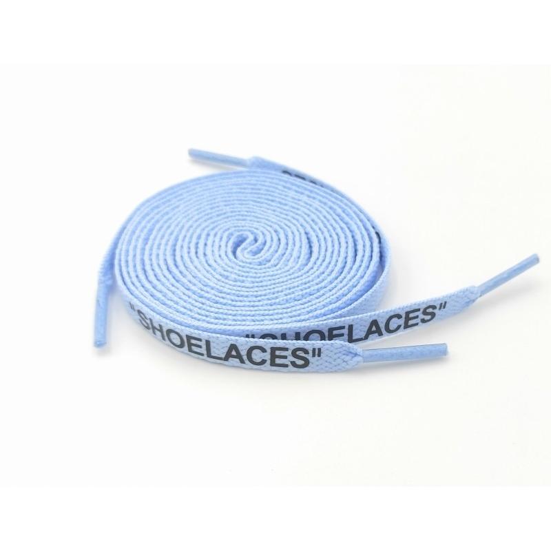 0212 靴紐 平紐ライトブルー黒字 120cm 2本セット | 