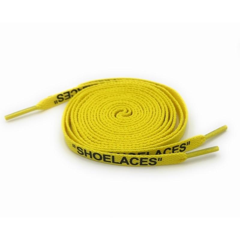 0213 靴紐 平紐イエロー黒字 120cm 2本セット | 