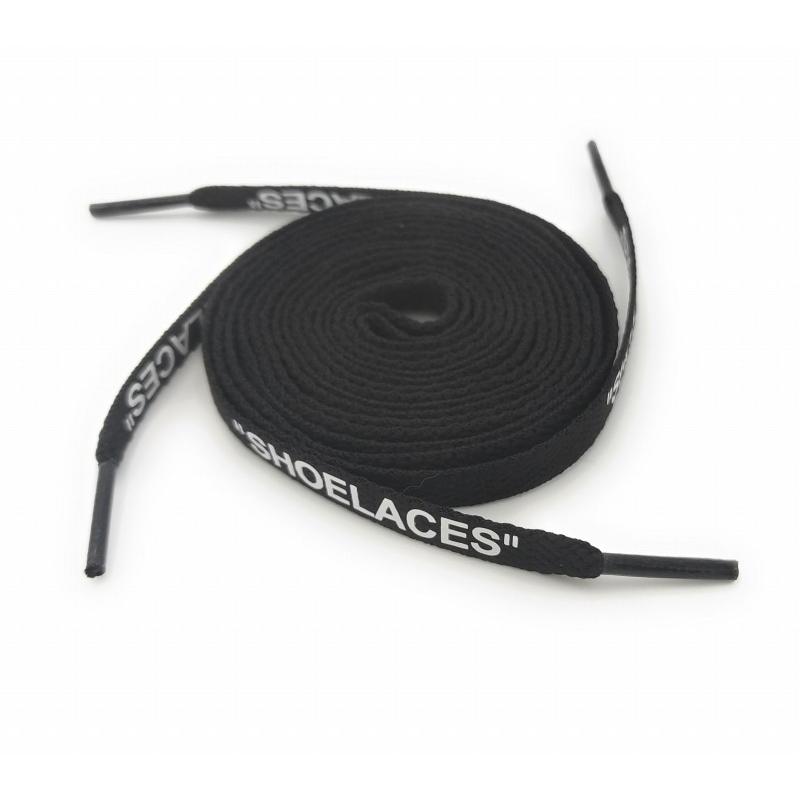 0222 靴紐 平紐ブラック白字 120cm 2本セット | 