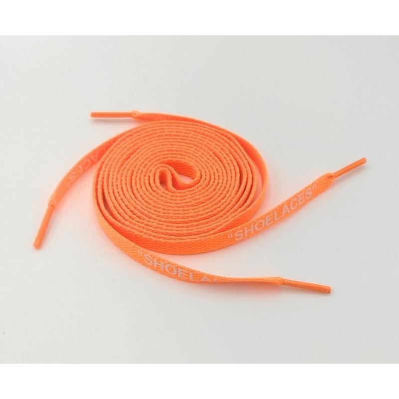 0223 靴紐 平紐オレンジ白字 120cm 2本セット | 