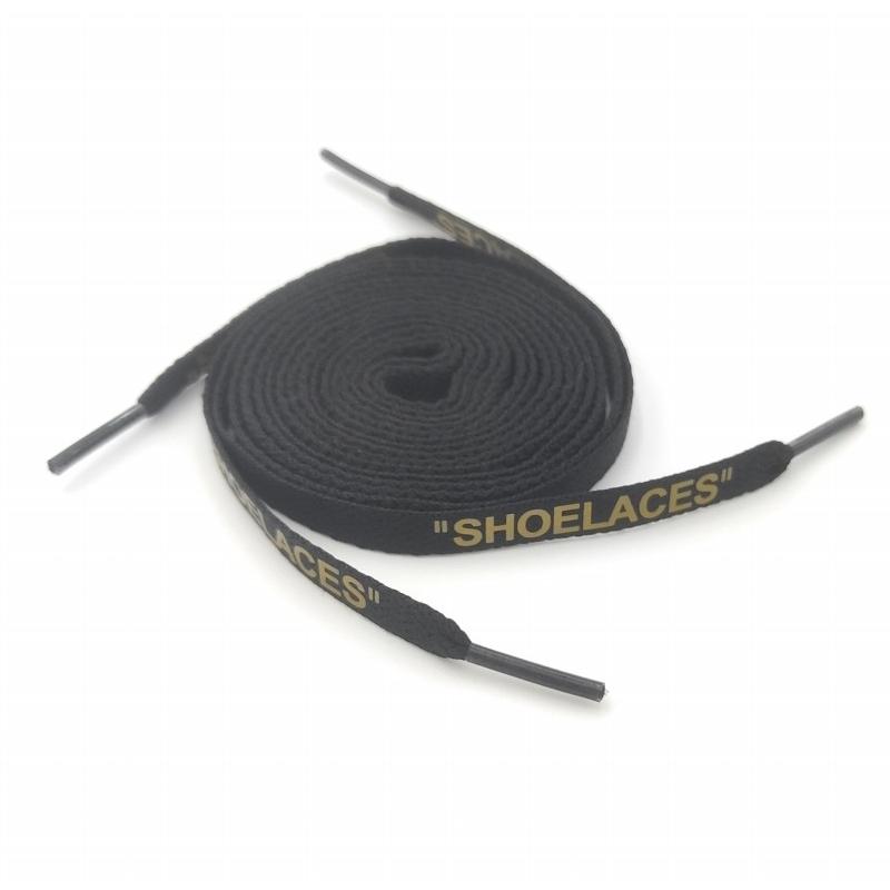 0227 靴紐 平紐ブラック金字 120cm 2本セット | 