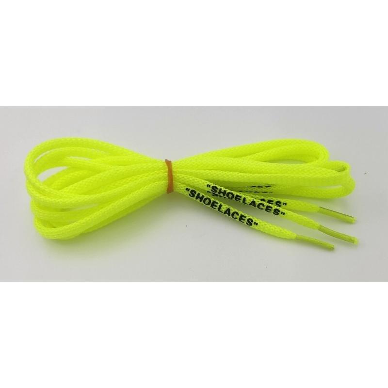 0231 靴紐 丸紐蛍光グリーン黒字 140cm 2本セット | 