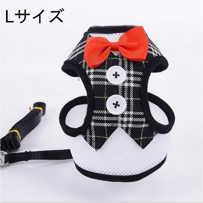 0287 犬服 ハーネスベスト ブラック Lサイズ ベスト 脱毛保護 着脱簡単 お散歩 お出掛け 猫 小型犬 かわいい ペット服 防寒着 雪?策 | 