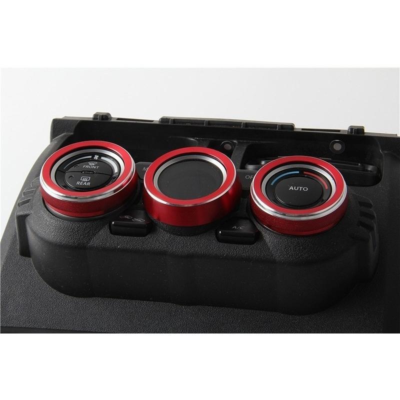 0303 ジムニー ダイアルリング レッド エアコンパネル エアコンダイヤルカバー エアコンリング エアコンダイヤルカバー | 