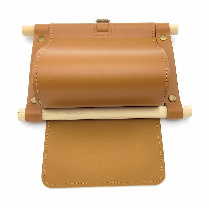 0321 ペーパーホルダーカバー レザー ブラウン 吊り下げ式 トイレットペーパーホルダー ロール収納 バッグ 車 キャンプ テント | 