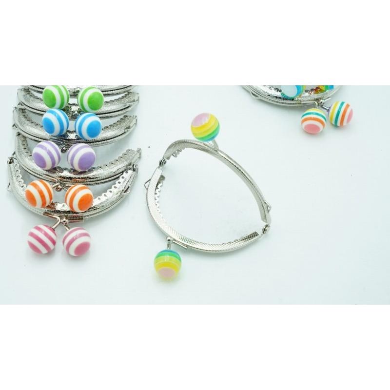 0352 がま口 口金 ハンドメイド 手芸 金属 パーツ 大玉 ガラス ストライプ 幅約8.5cm 10個セット 資材 手作り 材料 素材 作製 財布 裁縫 縫い付けタイプ |  | 04