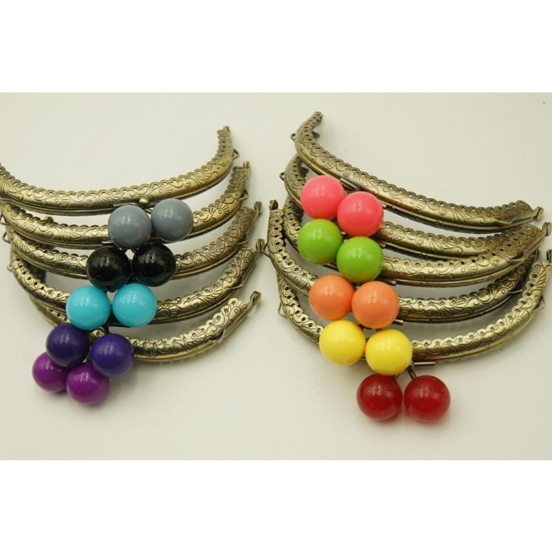 0398 がま口 口金 ハンドメイド 手芸 金属 パーツ アンティーク調 幅約12.5cm 10個セット 資材 手作り 材料 素材 作製 丸形 裁縫 ガラス 縫い付けタイプ |  | 01