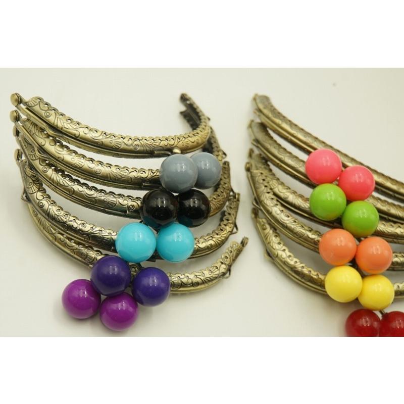 0398 がま口 口金 ハンドメイド 手芸 金属 パーツ アンティーク調 幅約12.5cm 10個セット 資材 手作り 材料 素材 作製 丸形 裁縫 ガラス 縫い付けタイプ |  | 02