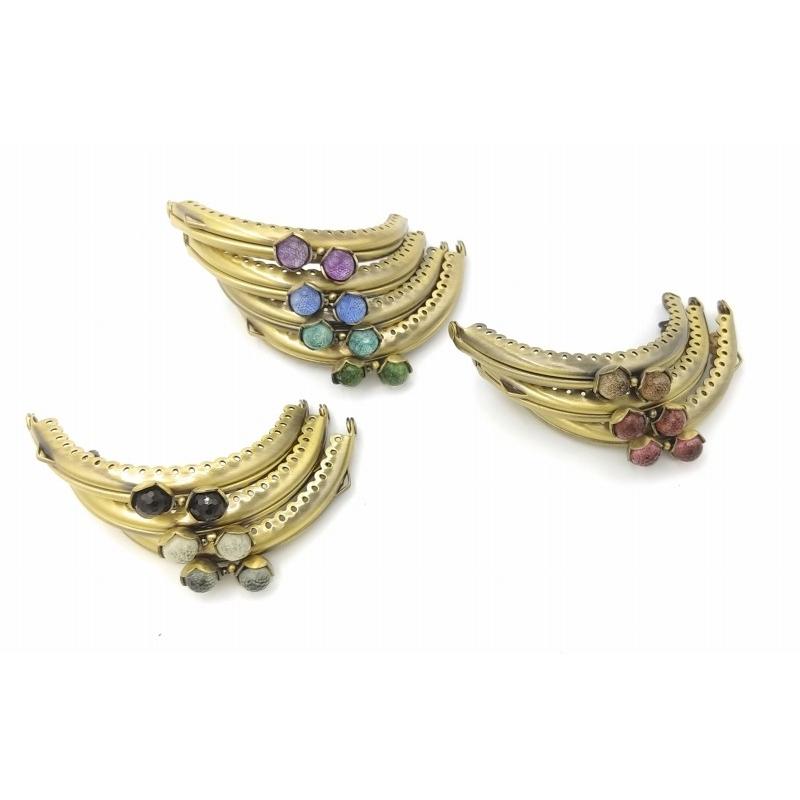 0404 がま口 口金 ハンドメイド 手芸 金属 パーツ ブロンズ ガラス玉 幅約8.5cm 10個セット 資材 手作り 材料 素材 作製 裁縫 ガラス ゲンコ 縫い付けタイプ |  | 01