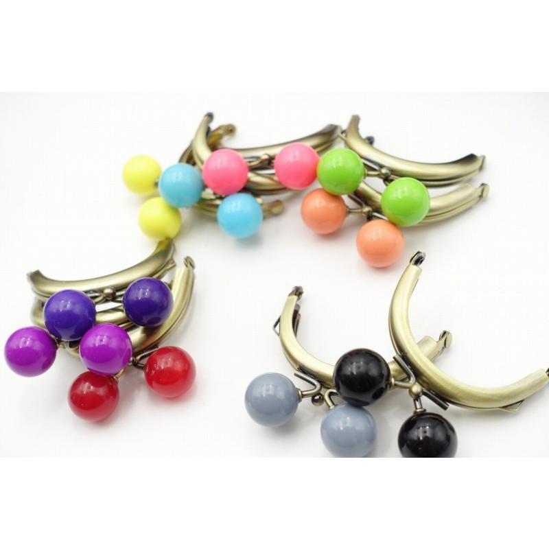 0405 がま口 口金 ハンドメイド 手芸 金属 パーツ ブロンズ 大玉 ガラス玉 幅約6.5cm 10個セット 資材 手作り 材料 素材 作製 縫い付けタイプ |  | 01