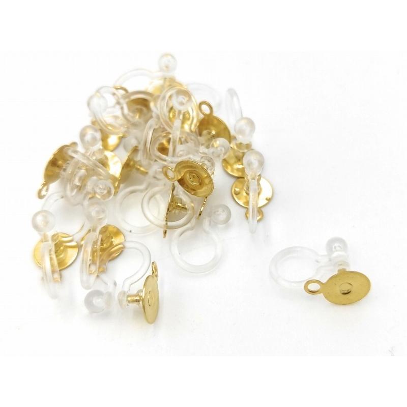 0414 カン付きノンホールピアス 丸皿 ゴールドカラー 20個 パーツ ハンドメイド DIY 送料無料 | 