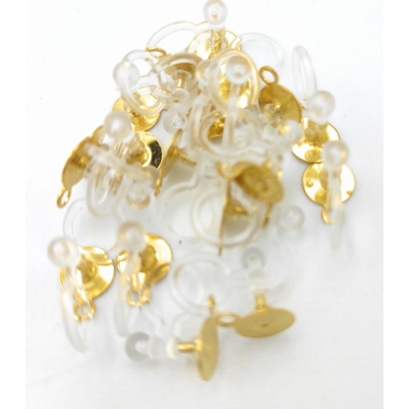 0414 カン付きノンホールピアス 丸皿 ゴールドカラー 20個 パーツ ハンドメイド DIY 送料無料 |  | 01