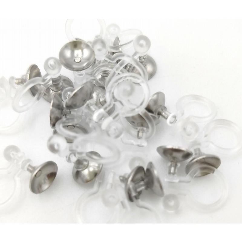 0415 ノンホールピアス ボール皿 シルバーカラー 20個 パーツ ハンドメイド DIY 送料無料 |  | 01