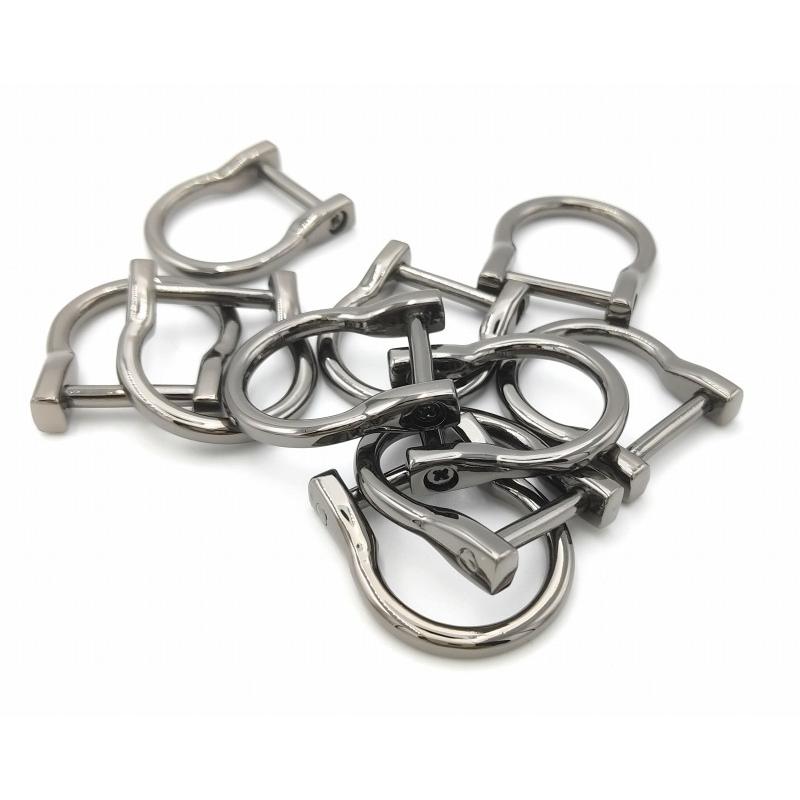 0466 Dカン ネジ式 19mm ガンメタカラー 10個入り 鉄製 細め 金具 ハンドメイド 手芸 レザークラフト D型 カン バッグ ショルダーベルト | 