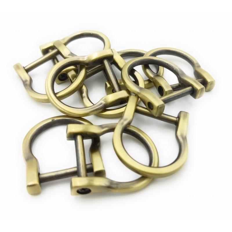 0467 Dカン ネジ式 19mm ブロンズカラー 10個入り 鉄製 細め 金具 ハンドメイド 手芸 レザークラフト D型 カン バッグ ショルダーベルト | 