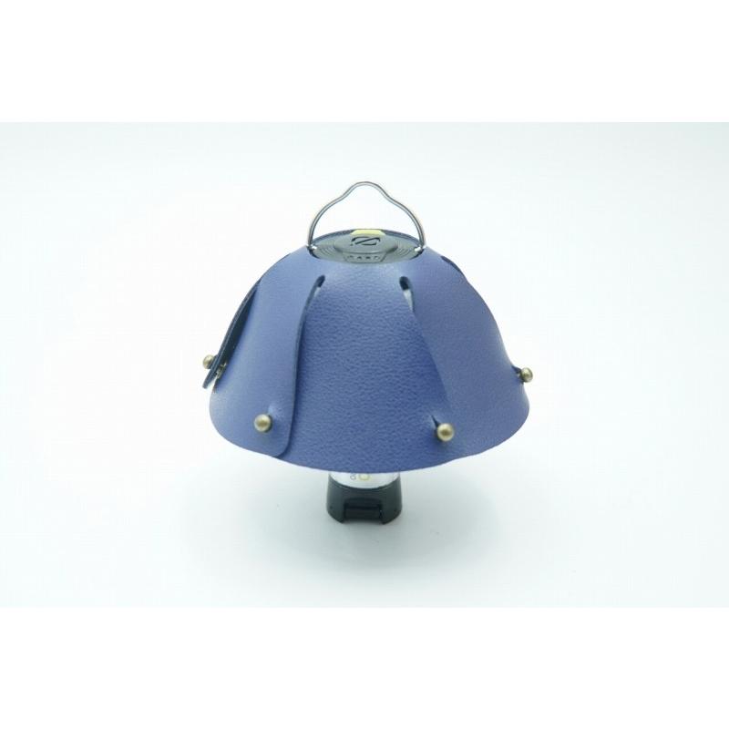 0486 ランタンシェード レザー ブルー 玉ボタン ゴールゼロなどに  LED ライト ランタン キャンプ アウトドア | 