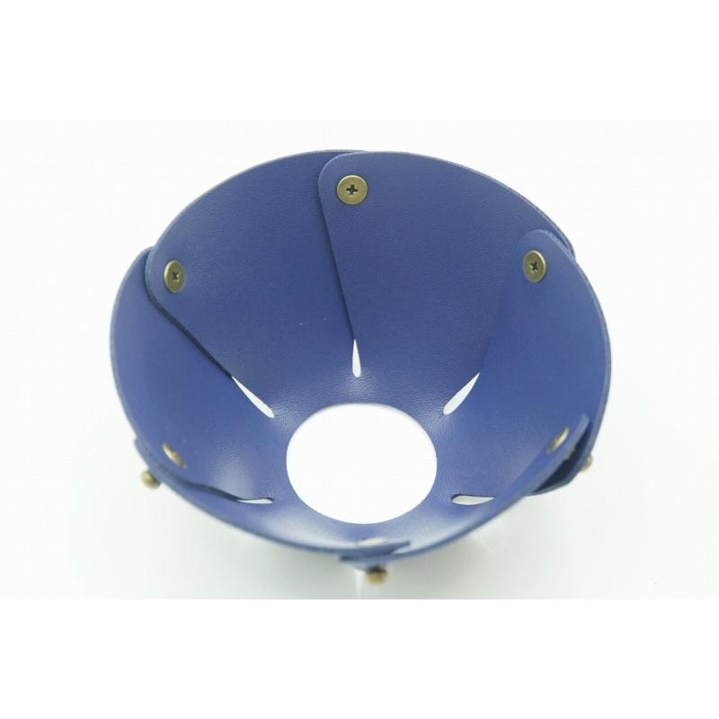 0486 ランタンシェード レザー ブルー 玉ボタン ゴールゼロなどに  LED ライト ランタン キャンプ アウトドア |  | 07