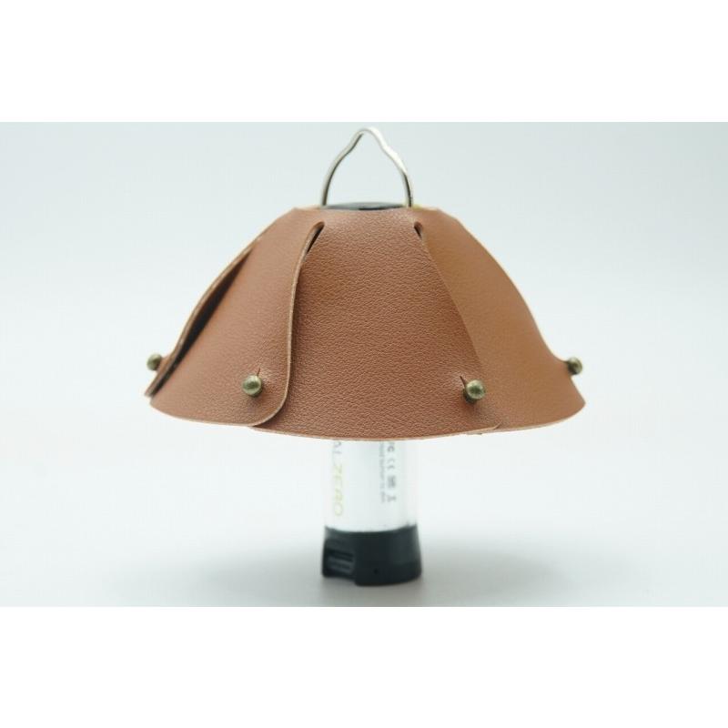 0487 ランタンシェード レザー ブラウン 玉ボタン ゴールゼロなどに  LED ライト ランタン キャンプ アウトドア |  | 01