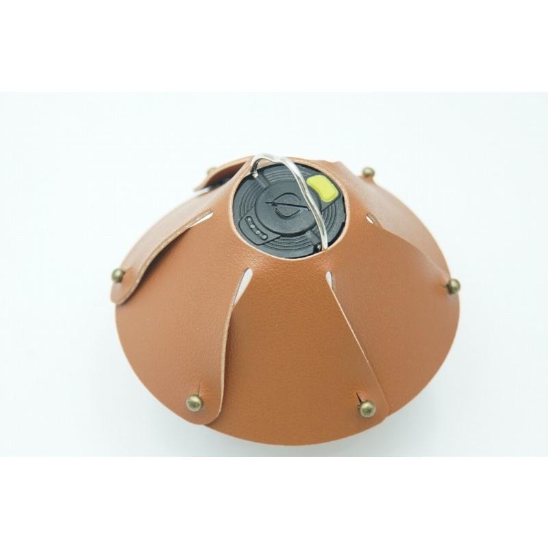 0487 ランタンシェード レザー ブラウン 玉ボタン ゴールゼロなどに  LED ライト ランタン キャンプ アウトドア |  | 02