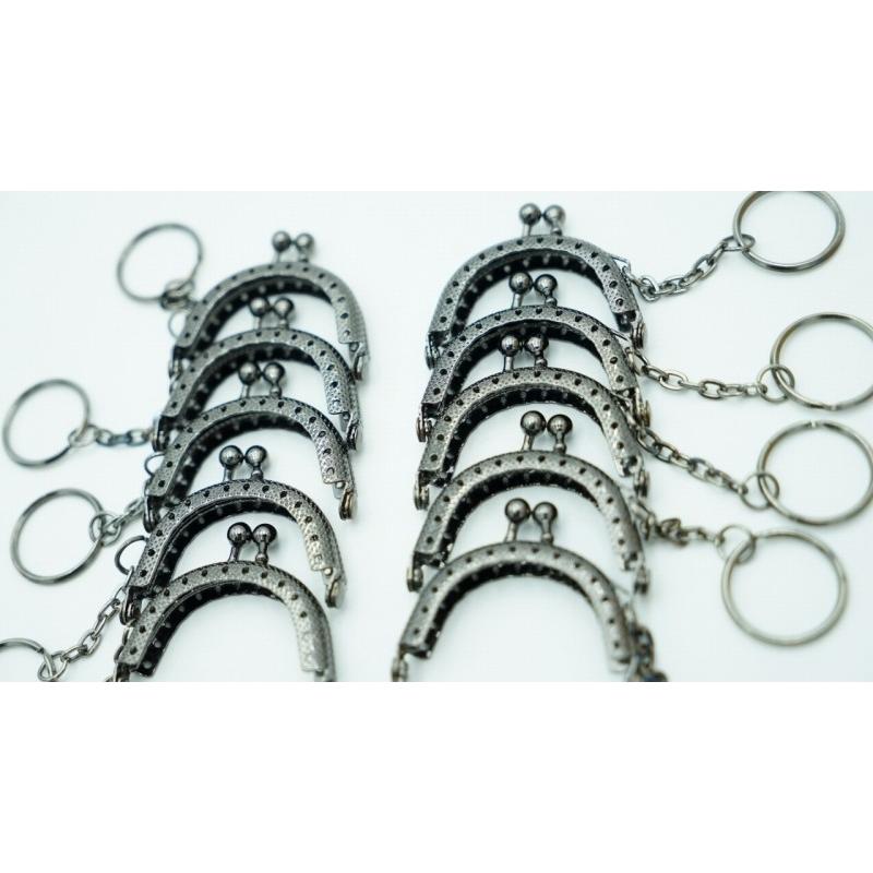 0492 ミニ がま口 口金 ハンドメイド 手芸 金属 パーツ ガンメタ ブラック 幅約5cm 10個セット 資材 手作り 材料 素材 作製 丸形 裁縫 ゲンコ 縫い付けタイプ |  | 02