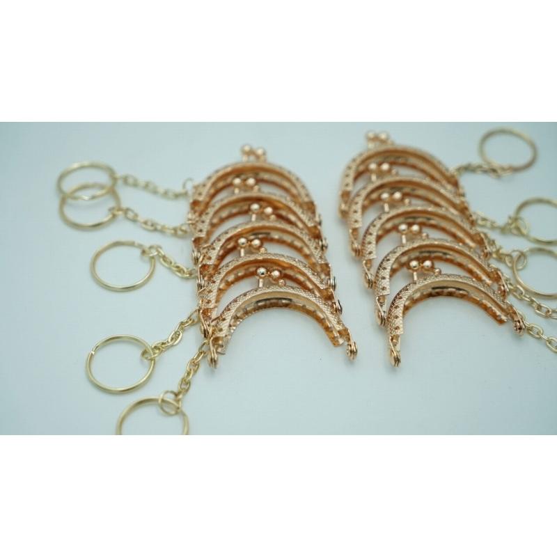 0493 ミニ がま口 口金 ハンドメイド 手芸 金属 パーツ ピンクゴールド 幅約5cm 10個セット 資材 手作り 材料 素材 作製 丸形 裁縫 ゲンコ 縫い付けタイプ |  | 01