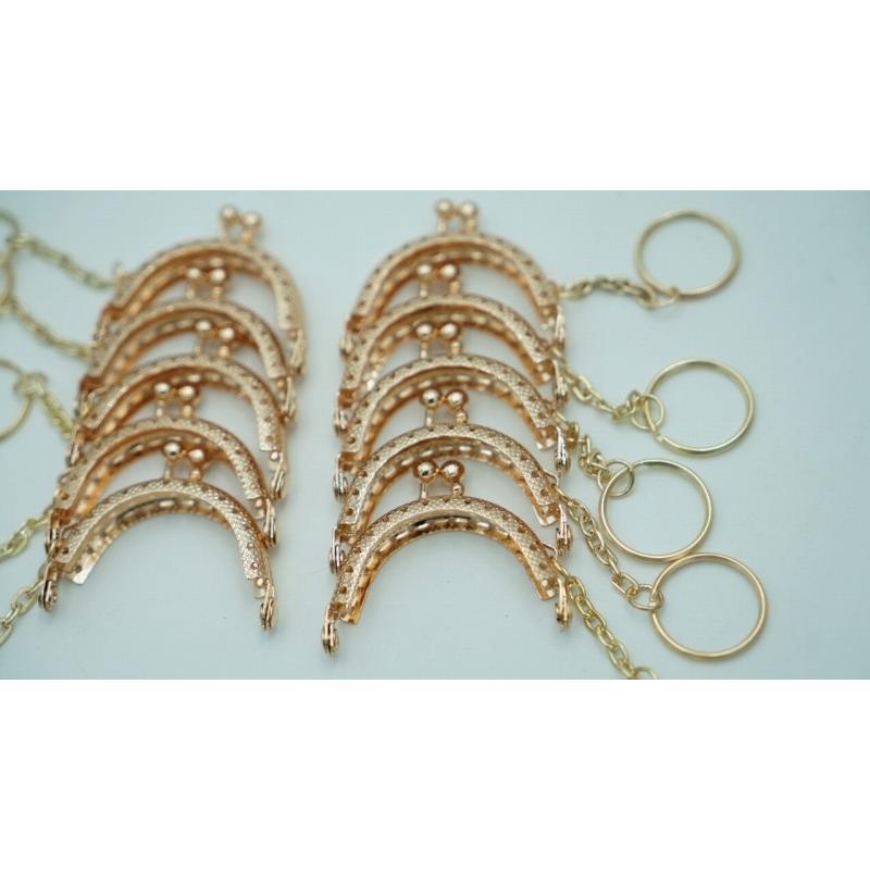 0493 ミニ がま口 口金 ハンドメイド 手芸 金属 パーツ ピンクゴールド 幅約5cm 10個セット 資材 手作り 材料 素材 作製 丸形 裁縫 ゲンコ 縫い付けタイプ |  | 02